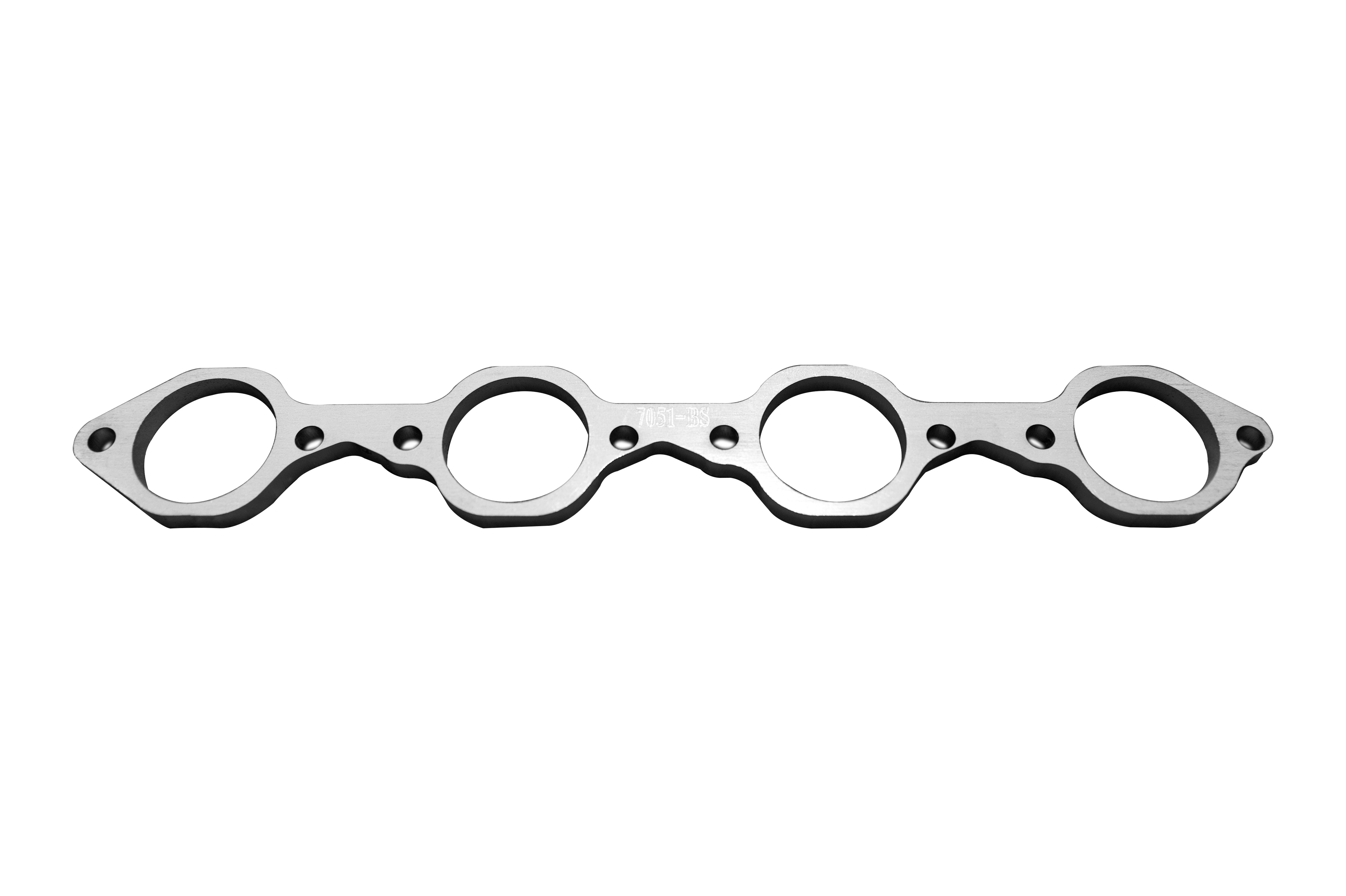 SBF Header Flange 3" Inline Bolt Pattern- 3/8" Thick Stainless. Ports for 2"