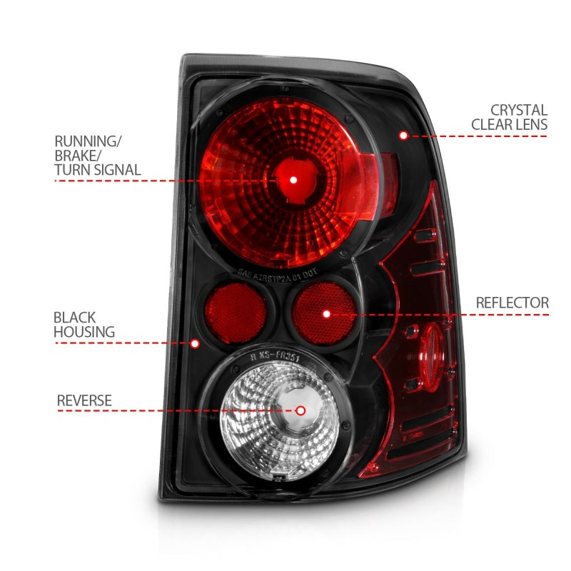 ANZO 2002-2005 Ford Explorer Taillights Black-SR1 Performance