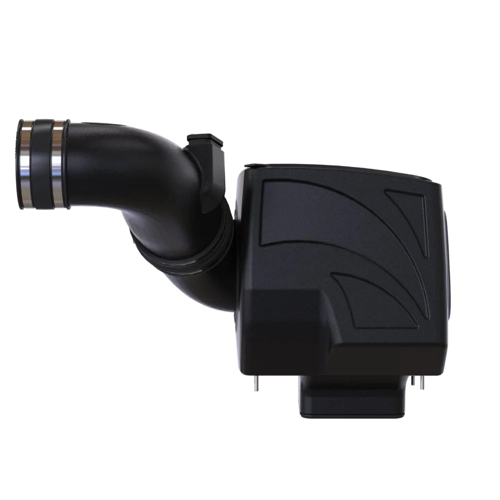 Close up Cold Air Intake for 2011-2016 Chevy / GMC Duramax LML 6.6L on a white background