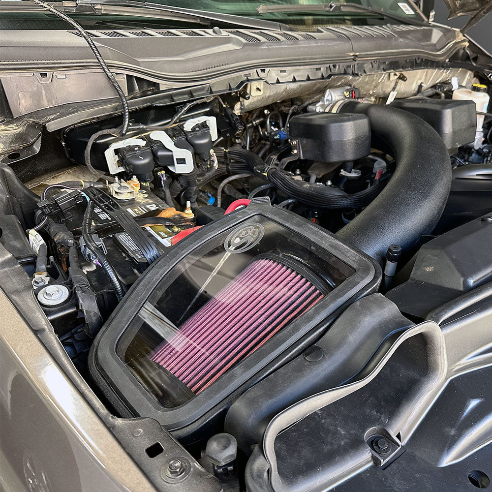 Cold Air Intake Kit for 2020-2022 FORD F-250, F-350 6.2L, Gas installed in the engine compartment of a vehicle