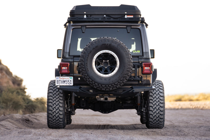 DV8 Offroad Spec Series Rear Bumper for 2018-2023 Jeep Wrangler JL - High Clearance Rock Crawling Bumper with D-Ring Mounts and Trail Lighting