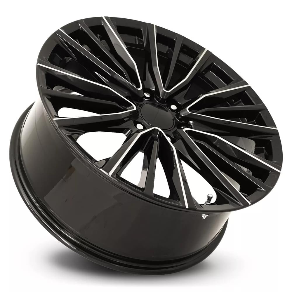 FR 205 - PLATINUM V REPLICA WHEEL-Gloss Black Balled Milled 22x9 6x5.5 + 28 HB 78.1