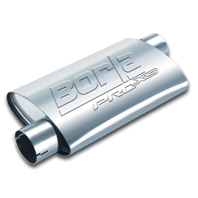 Borla Universal Pro-XS Muffler Oval 2.5in Inlet/Outlet Offset/Offset Notched Muffler-SR1 Performance
