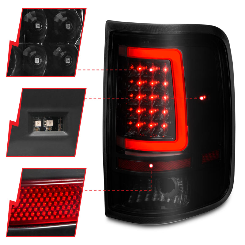 ANZO 2004-2006 Ford F-150 LED Tail Lights w/ Light Bar Black Housing Smoke Lens-SR1 Performance