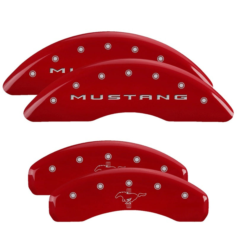 MGP 4 Caliper Covers Engraved Front 2015/Mustang Engraved Rear 2015/Bar & Pony Red/Silve 19in. Min-SR1 Performance