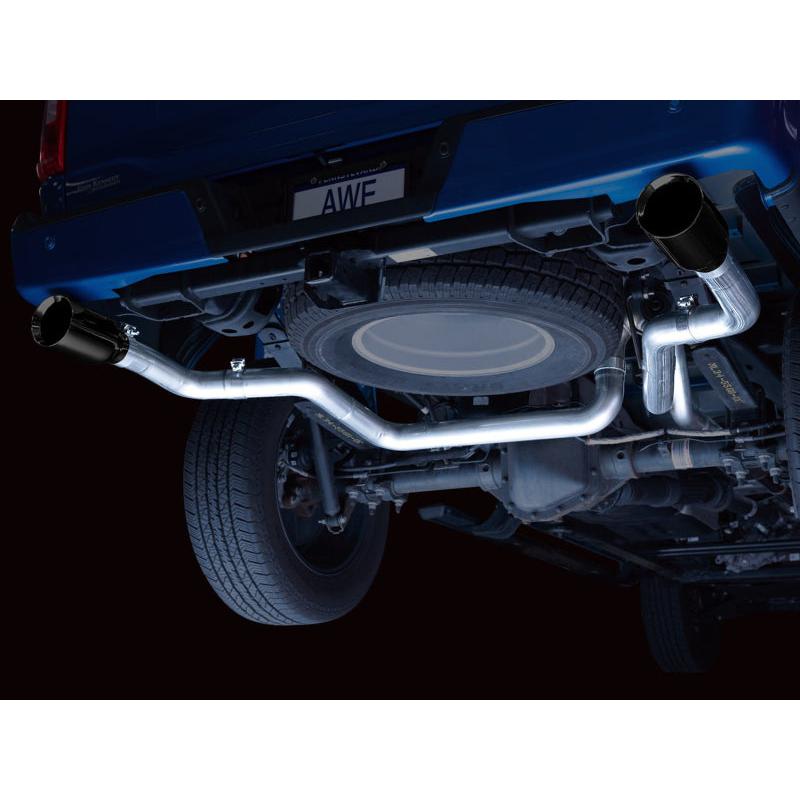 AWE 0FG 21+ Ford F150 Dual Split Rear Cat-Back Exhaust- 5in Diamond Black Tips-SR1 Performance
