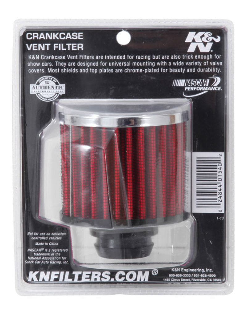 K&N Rubber Base Chrome Top Push-In Crankcase Vent Filter 3in OD x 2-1/2in H.-SR1 Performance