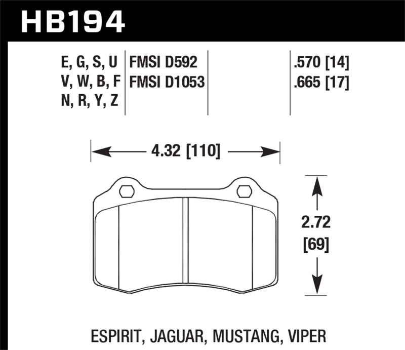Hawk 2010 Camaro SS HP+ Street Rear Brake Pads-SR1 Performance
