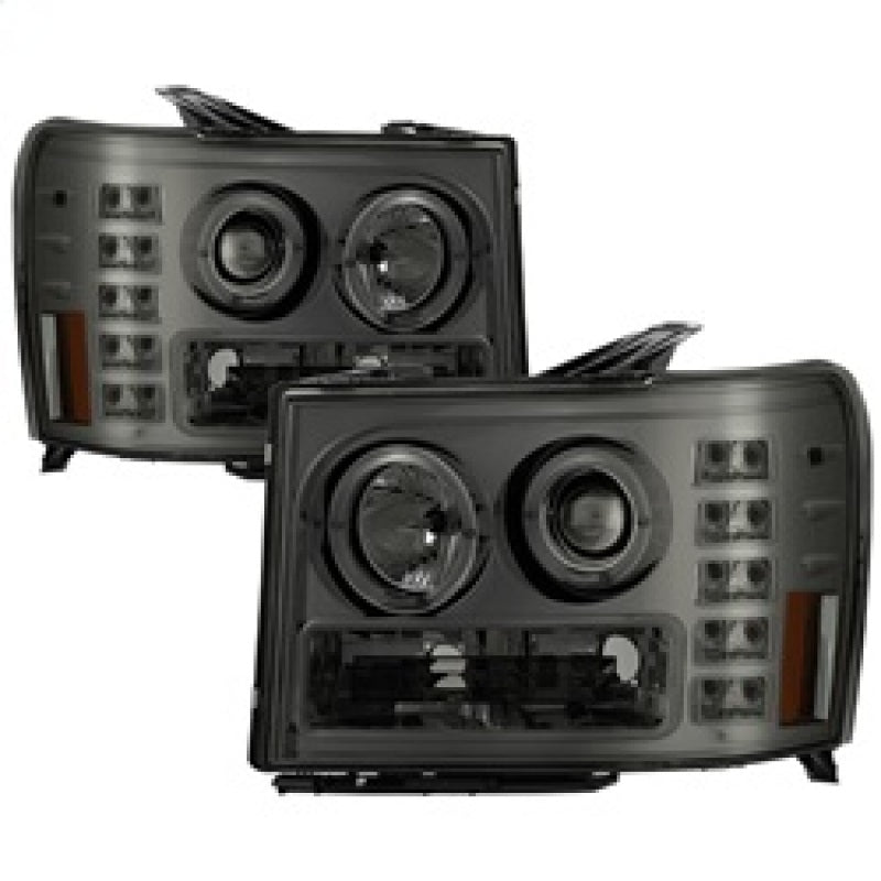 Spyder GMC Sierra 1500/2500/3500 07-13 Projector Headlights LED Halo- LED Smoke PRO-YD-GS07-HL-SM-SR1 Performance