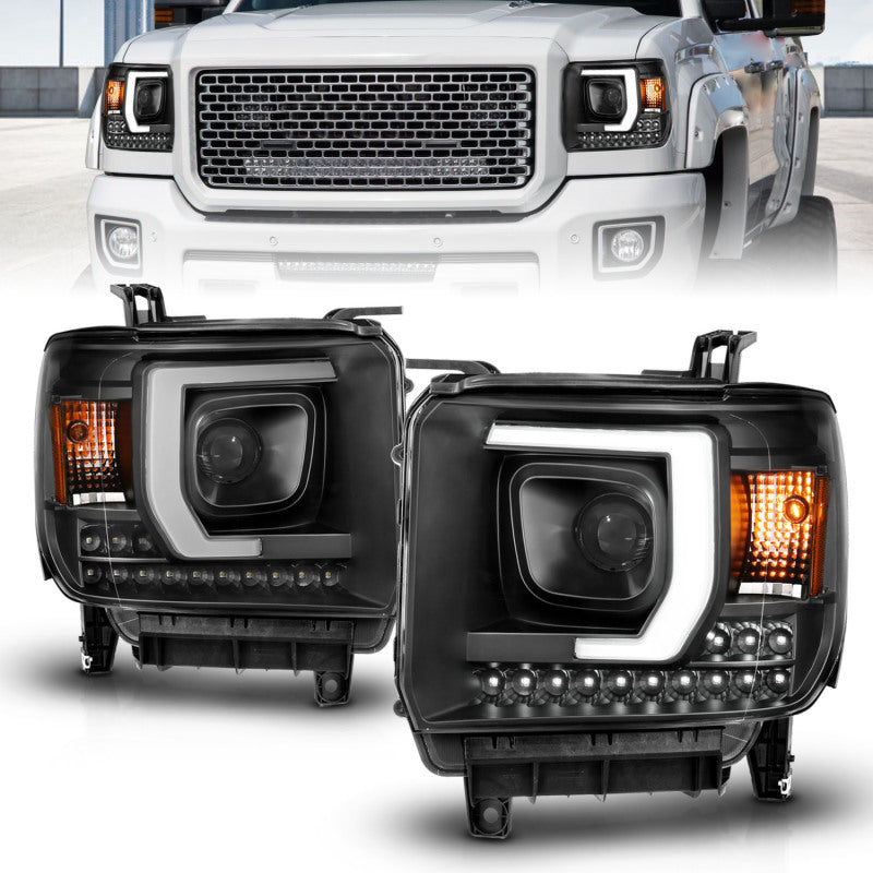 ANZO 2014-2015 Gmc Sierra 1500HD Projector Plank Style Headlight Black W/ Drl-SR1 Performance