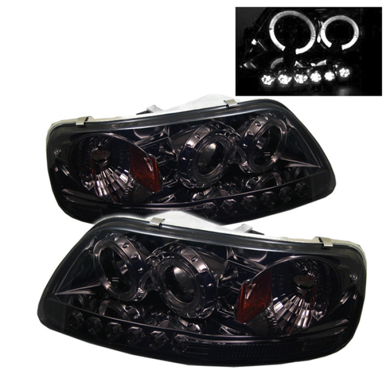 Spyder Ford F150 97-03 Projector - LED Halo Amber Reflctr LED Smke PRO-YD-FF15097-1P-AM-SMC-SR1 Performance
