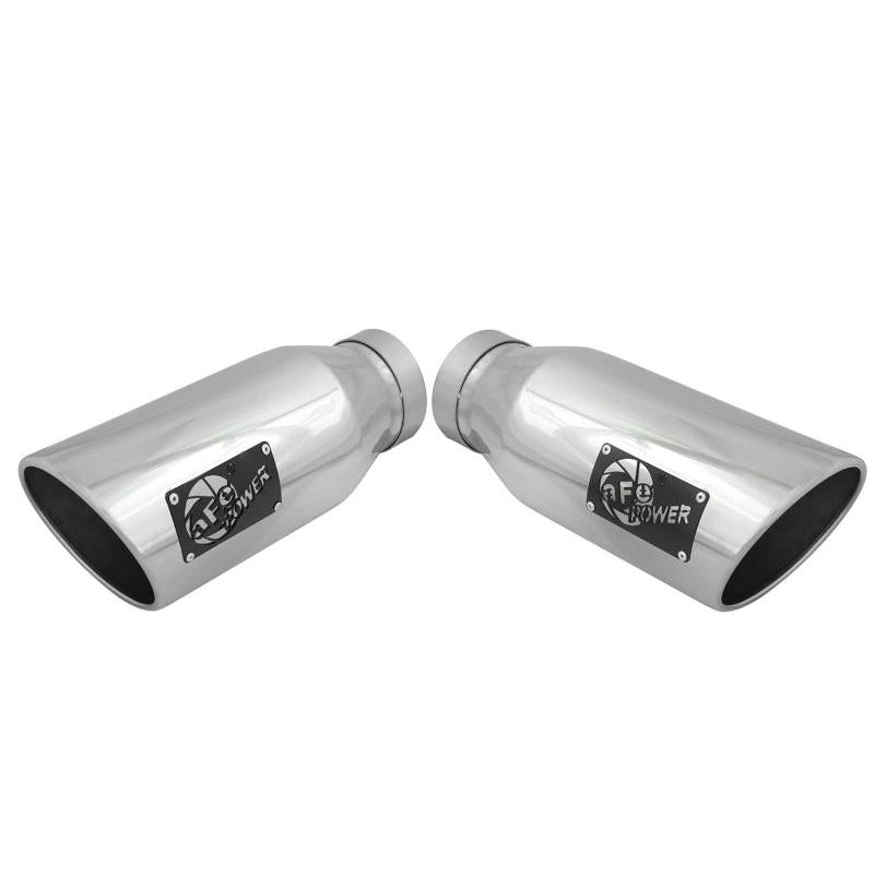 aFe MACH Force-XP 304 SS Single Wall Polished Exhaust Tip Pair 4in Inlet x 6in Outlet x 15in L-SR1 Performance