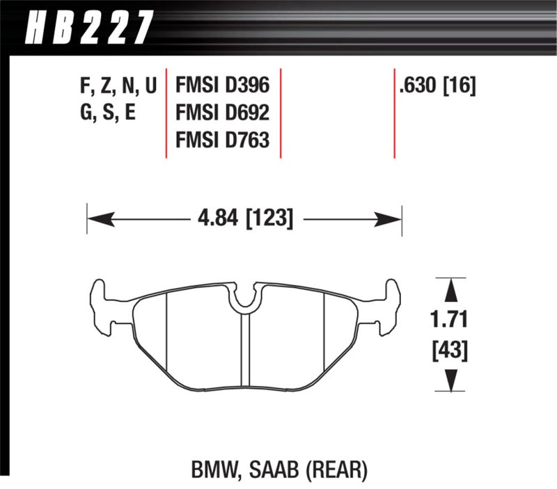 Hawk BMW 3/5/7 Series / M3 / Z3 / Z4 Race Blue 9012 Rear Brake Pads-SR1 Performance