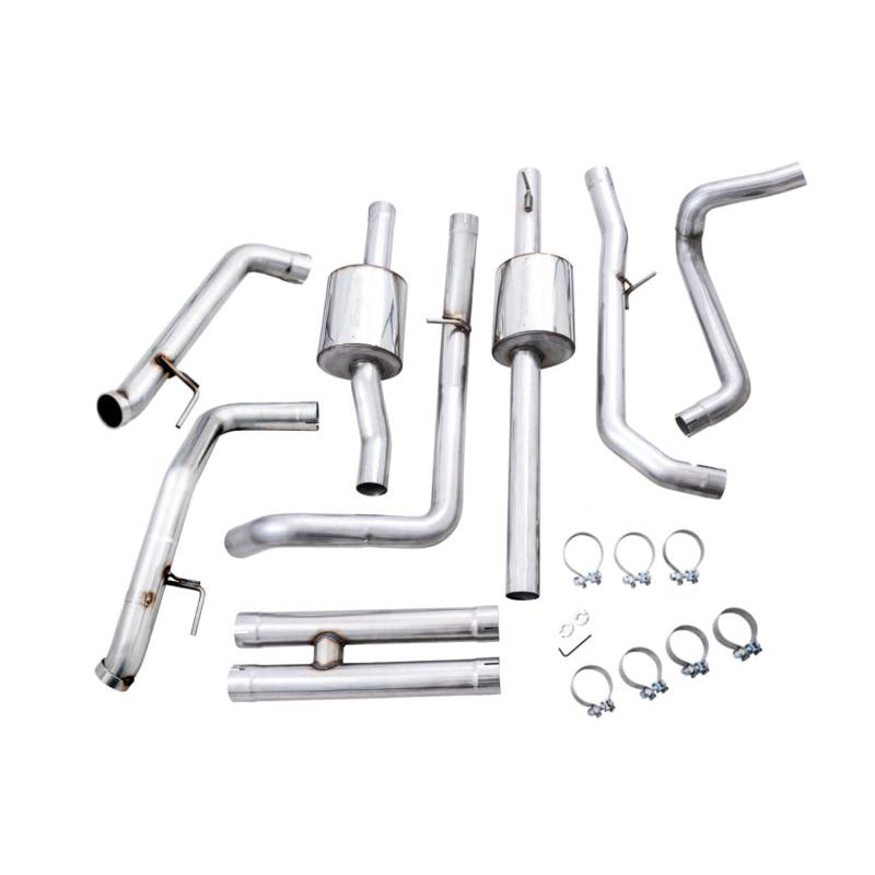 AWE Tuning 22-23 GMC Sierra 1500 AT4X 6.2L 0FG Catback Split Dual (Flat Bumper) - Bashguard(No Tips)-SR1 Performance