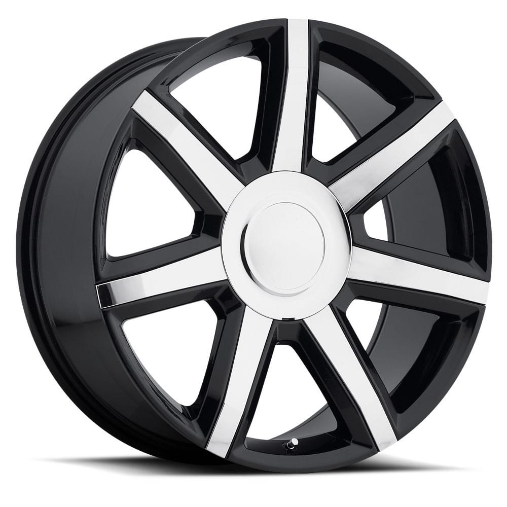 24X10 6X5.5 +31 HB 78.1 2015 ESCALADE LUXURY GLOSS BLACK W CHROME INSERT WITHCAP-SR1 Performance