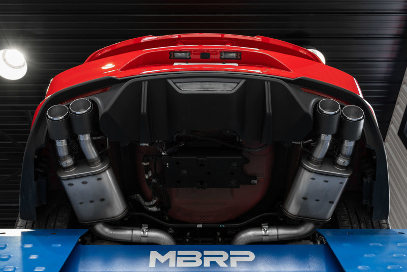 MBRP 18-20 Ford Mustang GT 5.0 w/ Quad Tip Active Exhaust Cat Back Split Rear T304 w/ Carb Fib Tips-SR1 Performance