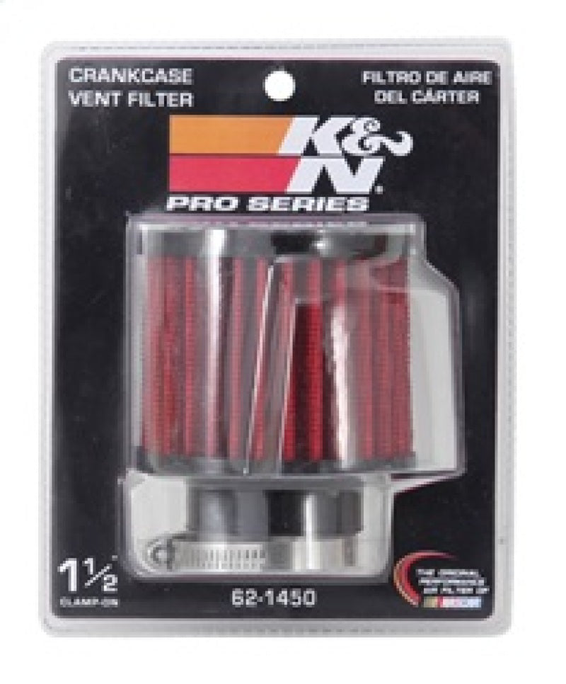 K&N 1.5in Flange ID x 3in OD x 2.5in H Rubber Base Crankcase Vent Filter-SR1 Performance
