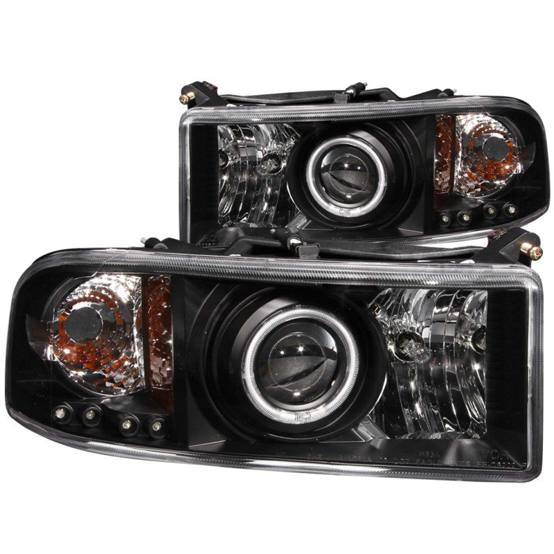 ANZO 1994-2001 Dodge Ram Projector Headlights w/ Halo Black-SR1 Performance