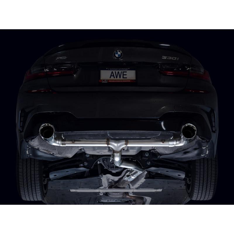 AWE 19-23 BMW 330i / 21-23 BMW 430i Base G2X Track Edition Axle Back Exhaust - Chrome Silver-SR1 Performance