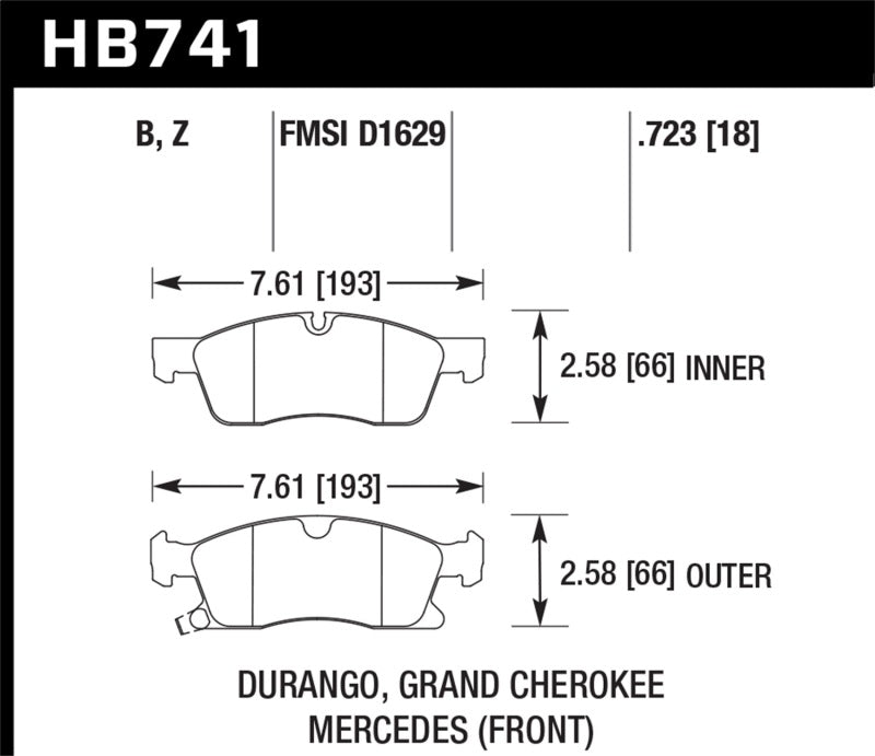 Hawk 13-15 Mercedes-Benz GL350/450 12-15 ML350 2015 ML250 HPS 5.0 Front Brake Pads-SR1 Performance