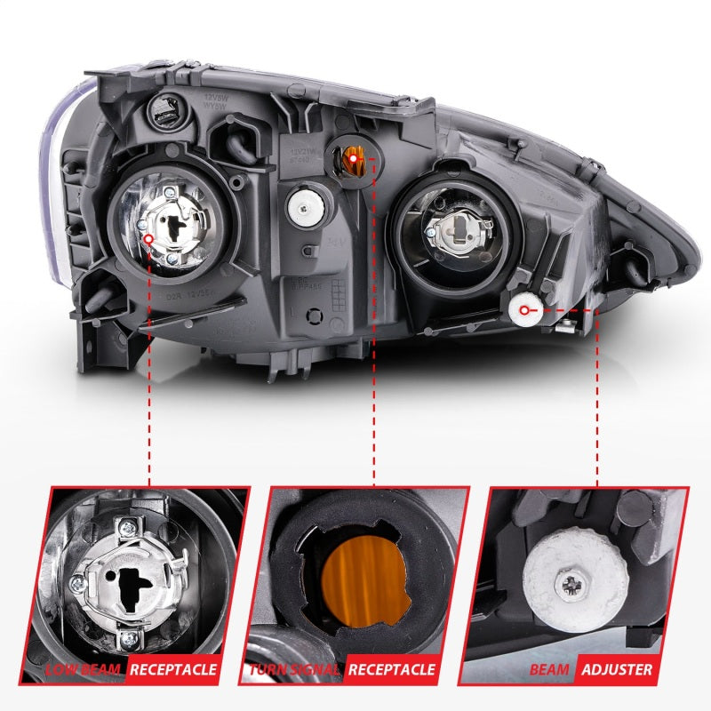 ANZO 2002-2004 Acura Rsx Crystal Headlights Black-SR1 Performance