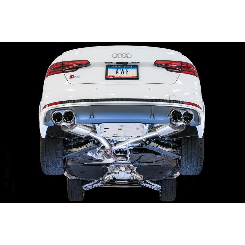 AWE Tuning Audi B9 S4 Touring Edition Exhaust - Non-Resonated (Silver 102mm Tips)-SR1 Performance