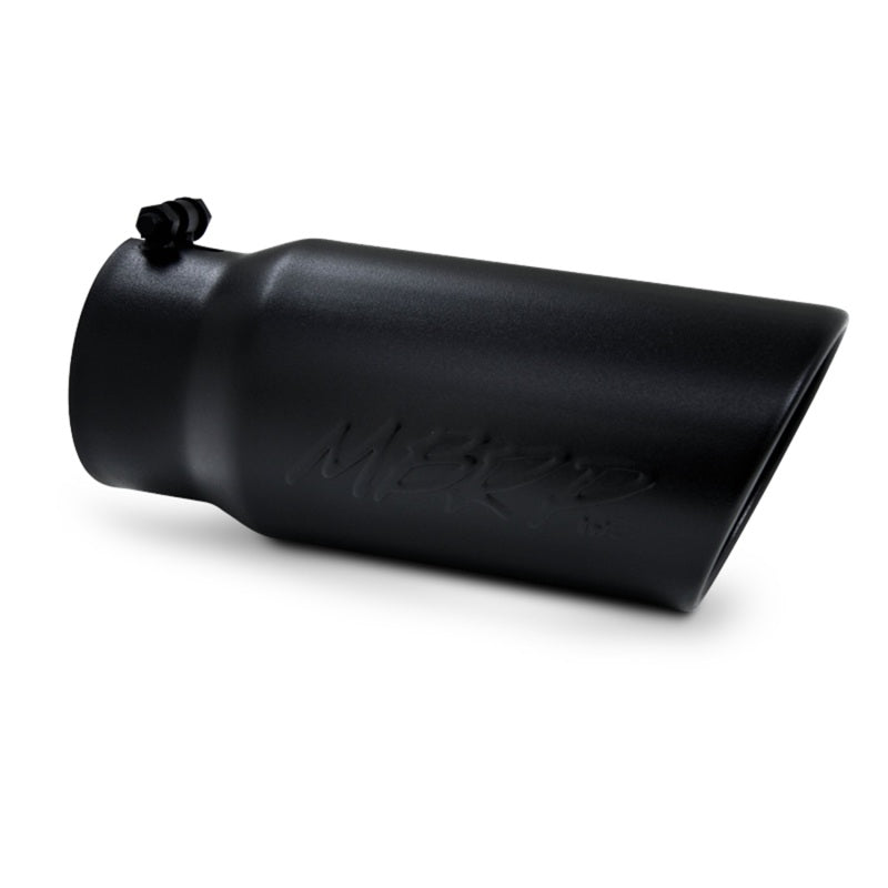 MBRP Universal Tip 5 O.D. Angled Rolled End 4 inlet 12 length - Black Finish-SR1 Performance