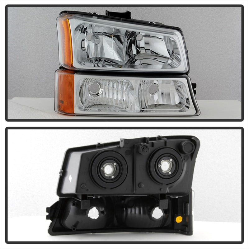 Xtune Chevy Silverado 2500HD 03-06 Crystal Headlights w/ Bumper Lights Chrome HD-JH-CSIL03-AM-C-SET-SR1 Performance