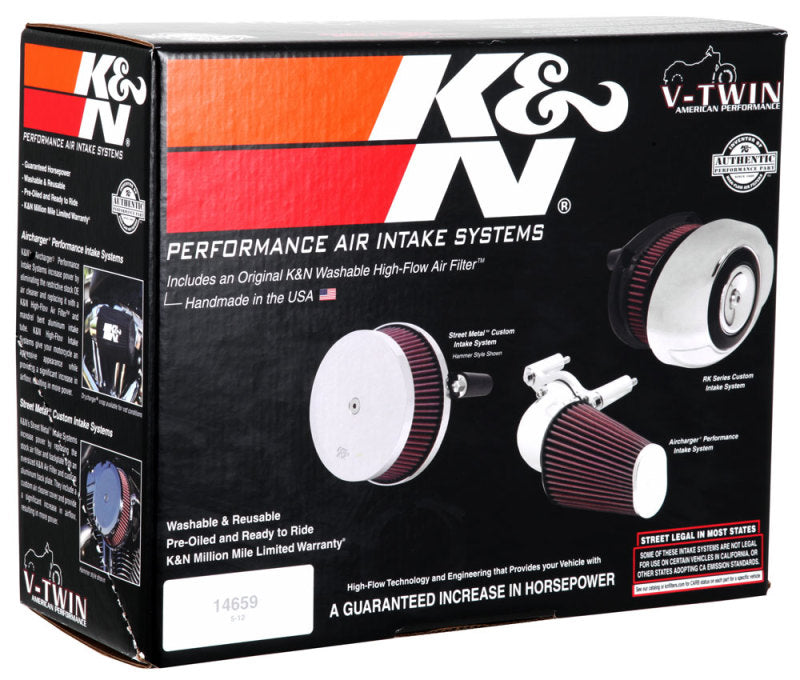 K&N 01-15 Harley-Davidson Touring 96 / 103 / 08-15 Bright Aircharger Performance Intake-SR1 Performance