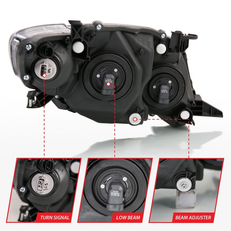 ANZO 2009-2010 Toyota Corolla Crystal Headlight Black Amber-SR1 Performance