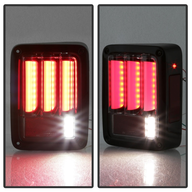 Spyder 07-16 Jeep Wrangler Verison 2 Light Bar LED Tail Lights - Smoke (ALT-YD-JWA07V2-LBLED-BSM)-SR1 Performance