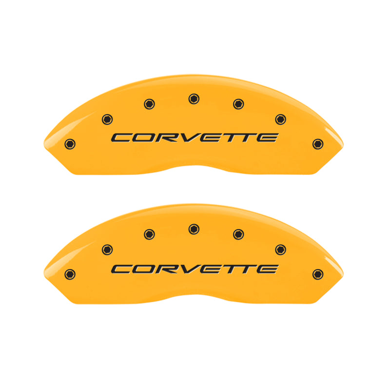 MGP Brake Caliper Covers for Chevrolet Corvette 1997-2004 * Yellow Finish with Black Engraving, Set of 4