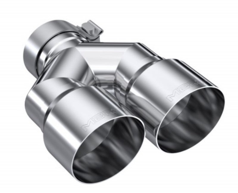 MBRP 3in ID / Dual 4in OD Out Staggered L 9.37in / R 9.87in Single Wall T304 SS Univ Exhaust Tip-SR1 Performance