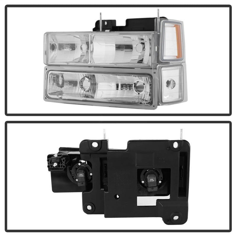 Xtune Chevy Suburban 94-98 Headlights w/ Corner & Parking Lights 8pcs Chrome HD-JH-CCK88-AM-C-SET-SR1 Performance
