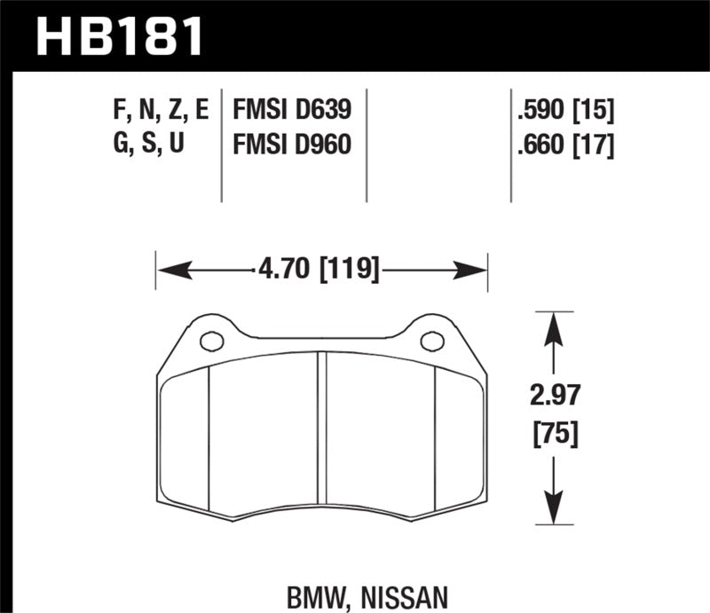 Hawk 94-97 BMW 840CI/850CI HPS Front Street Brake Pads-SR1 Performance
