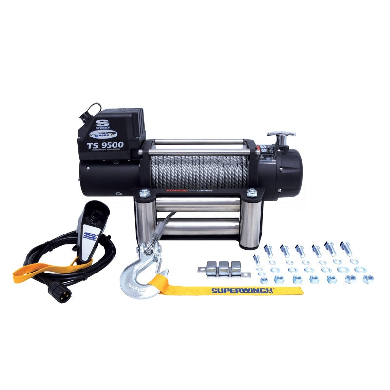 Superwinch 9500 LBS 12V DC 11/32in x 95ft Steel Rope Tiger Shark 9500 Winch-SR1 Performance