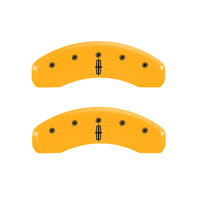MGP Brake Caliper Covers for Lincoln Navigator * Yellow Finish with Engraved Logos, Part #36009SLC1YL