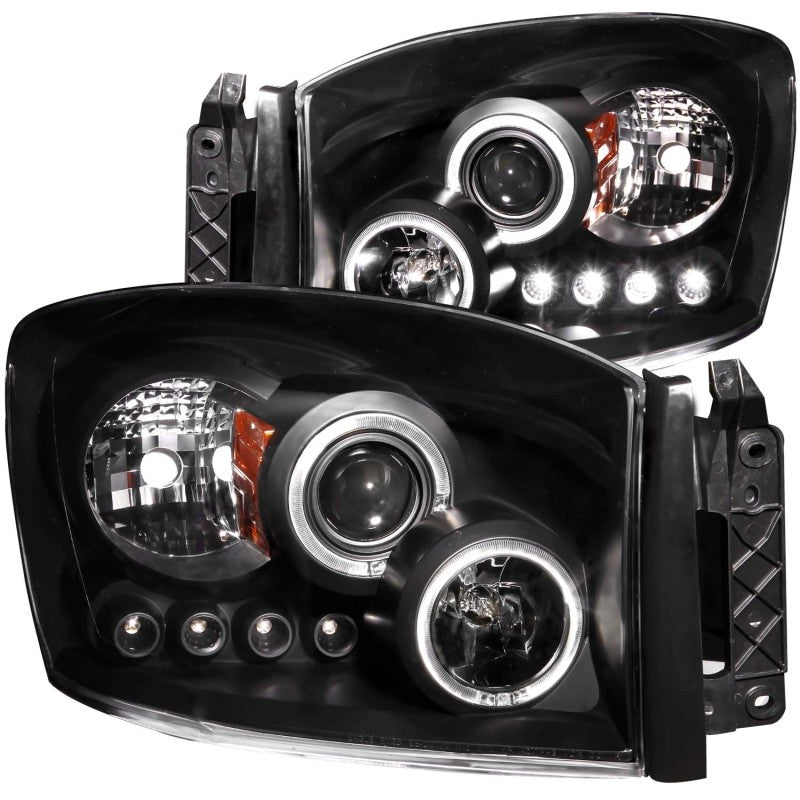 ANZO 2006-2008 Dodge Ram 1500 Projector Headlights w/ Halo Black-SR1 Performance