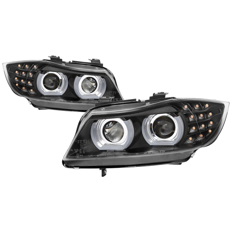Spyder 09-12 BMW E90 3-Series 4DR Projector Headlights Halogen - LED - Black - PRO-YD-BMWE9009-BK-SR1 Performance