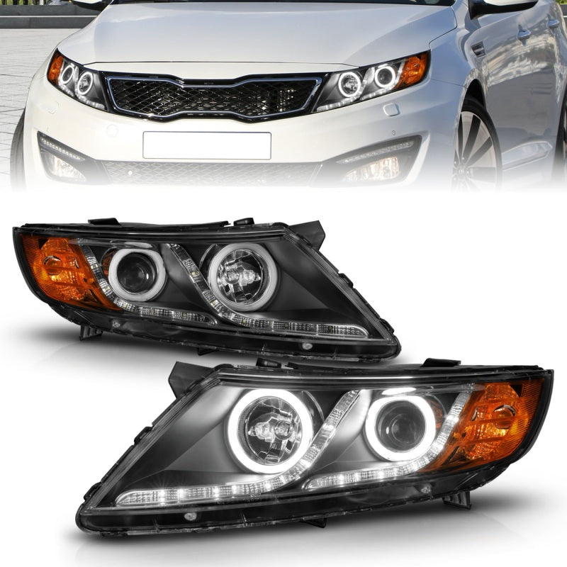 ANZO 2011-2013 Kia Optima Projector Headlights w/ Halo Black (CCFL)-SR1 Performance