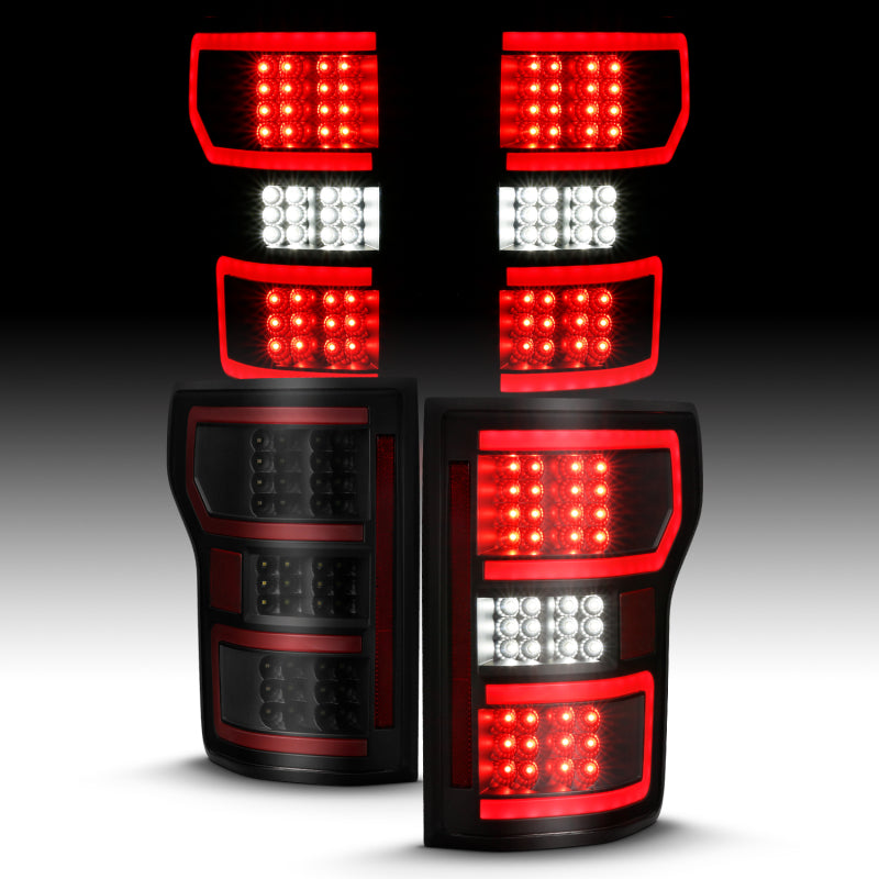 ANZO 18-19 Ford F-150 LED Taillight Black Housing Clear Lens Red Light Bar W/Sequential-SR1 Performance