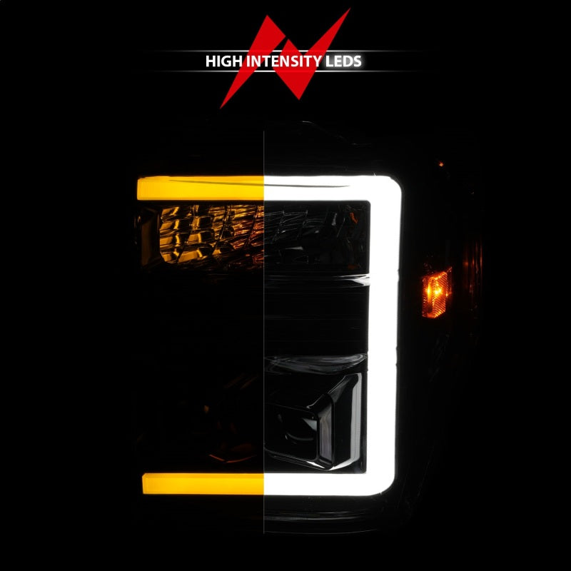 ANZO 08-10 Ford F-250 - F-550 Super Duty Projector Headlights w/ Light Bar Switchback Black Housing-SR1 Performance