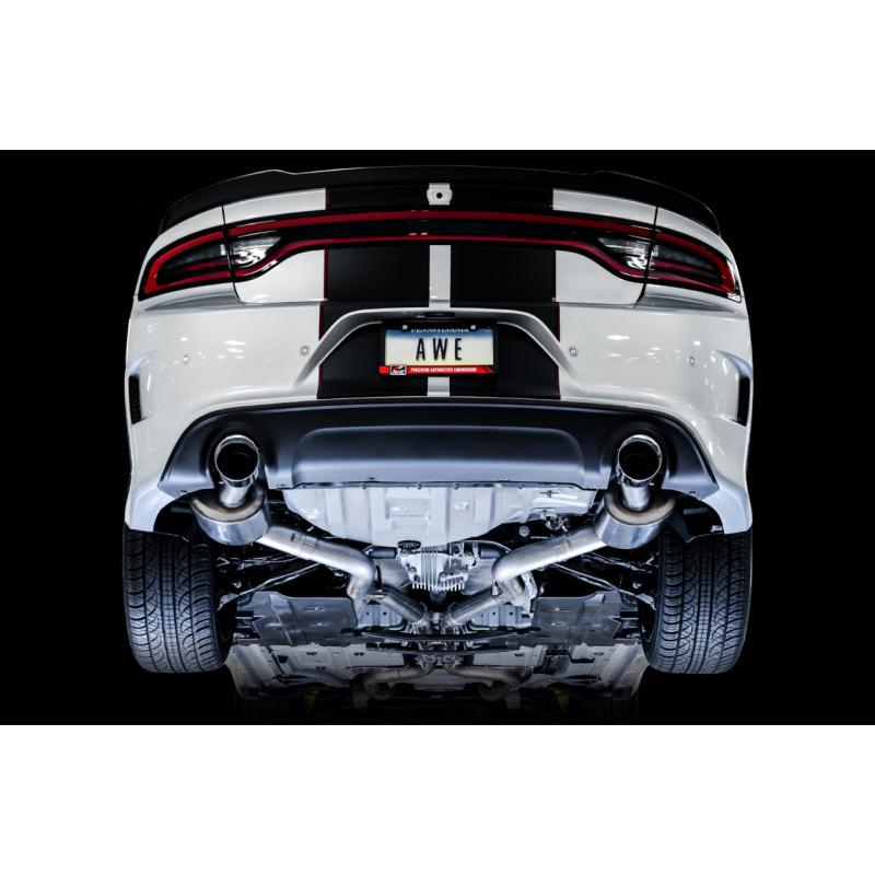AWE Tuning 2017+ Dodge Charger 5.7L Touring Edition Exhaust - Non-Resonated - Chrome Silver Tips-SR1 Performance