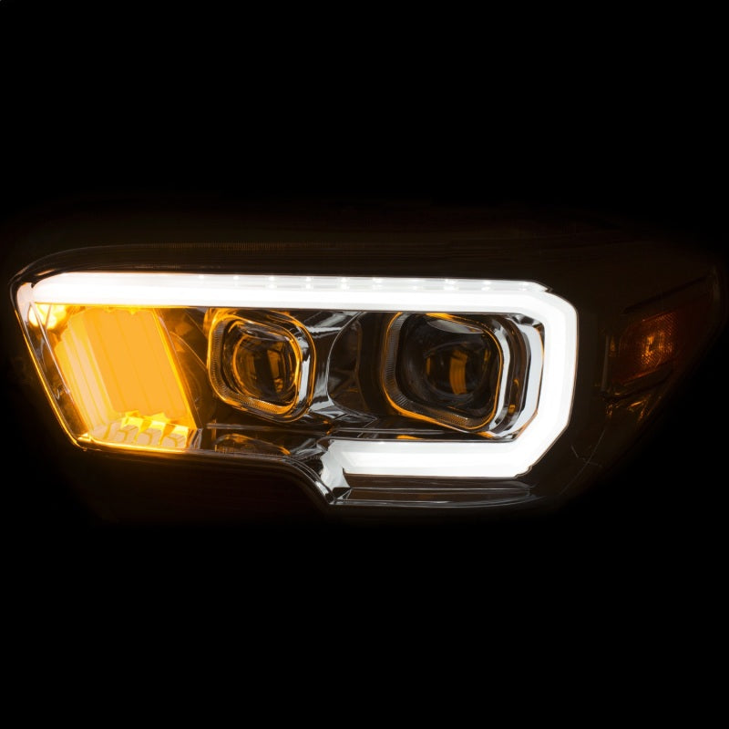 ANZO 2016-2017 Toyota Tacoma Projector Headlights w/ Plank Style Design Chrome w/ Amber-SR1 Performance