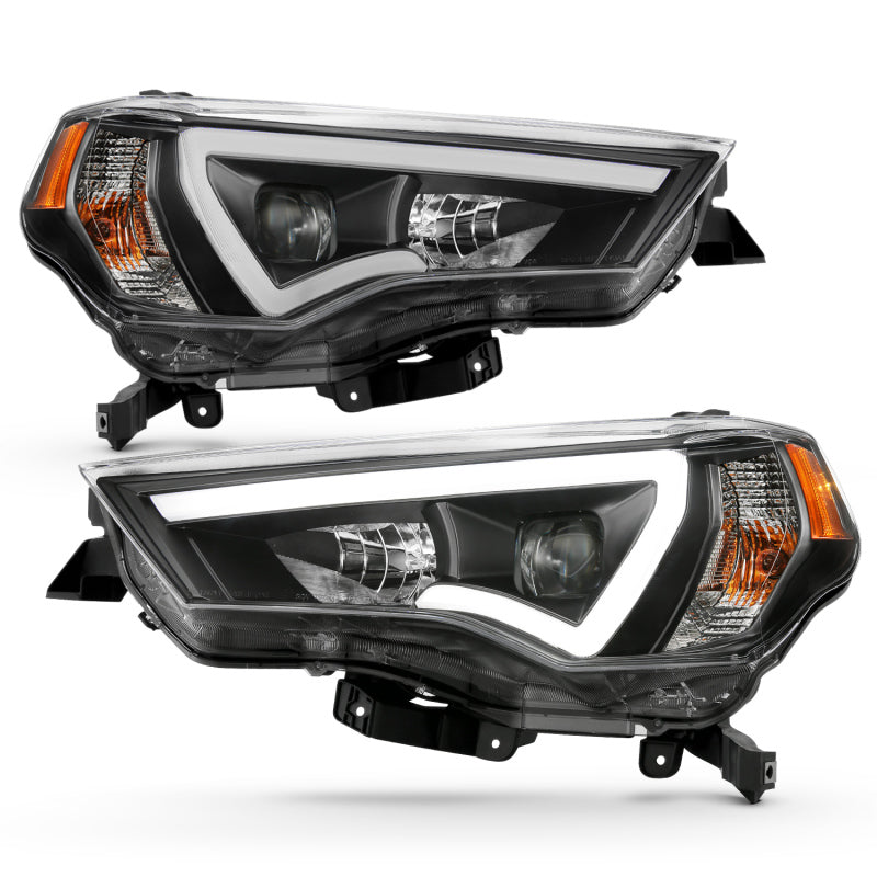 ANZO 14-18 Toyota 4 Runner Plank Style Projector Headlights Black w/ Amber-SR1 Performance
