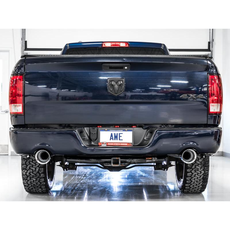 AWE Tuning 09-18 RAM 1500 5.7L (w/Cutouts) 0FG Dual Rear Exit Cat-Back Exhaust - Chrome Silver Tips-SR1 Performance