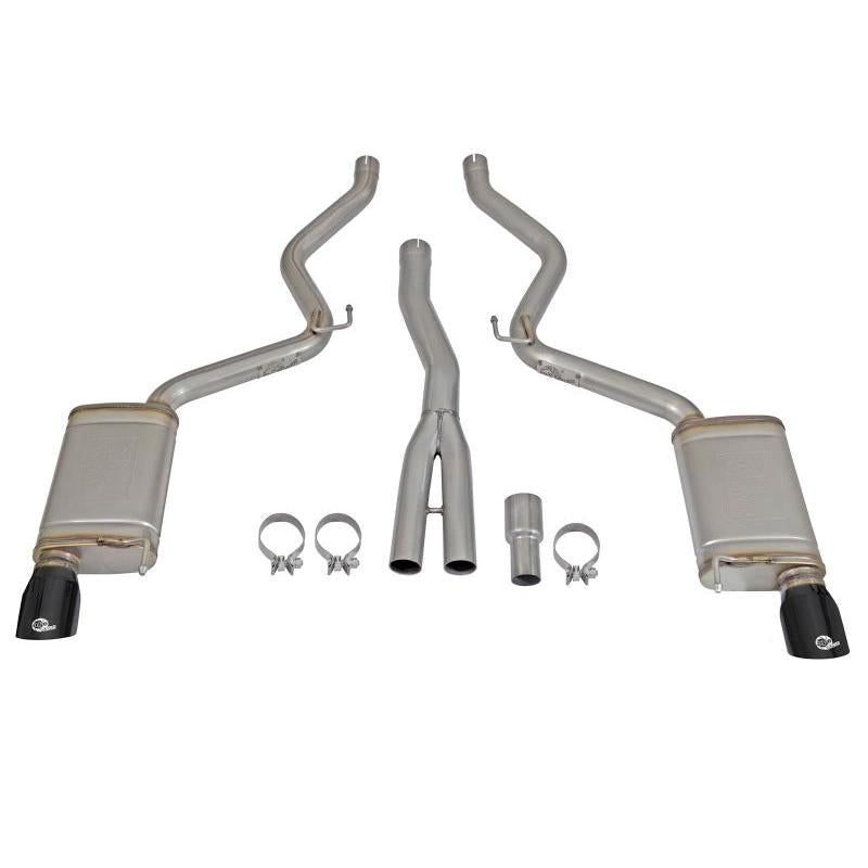 aFe MACHForce XP Exhausts Cat-Back SS-304 EXH w/ Black Tips 15-16 Ford Mustang EcoBoost 2.3L (t)-SR1 Performance