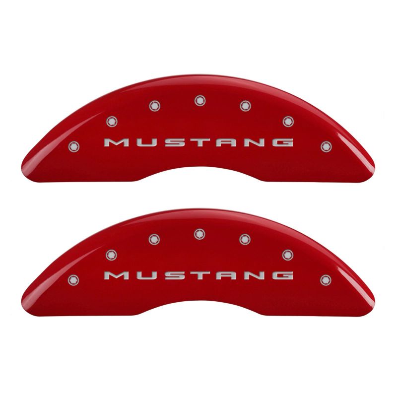 MGP 4 Caliper Covers Engraved Front 2015/Mustang Engraved Rear 2015/50 Red finish silver-SR1 Performance