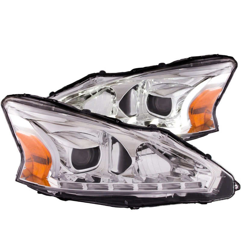 ANZO 2013-2014 Nissan Altima Projector Headlights w/ Plank Style Design Chrome-SR1 Performance