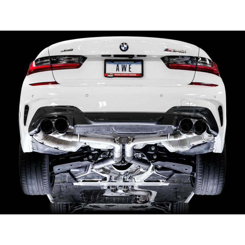 AWE Tuning 2019+ BMW M340i (G20) Track Edition Exhaust - Quad Diamond Black Tips-SR1 Performance